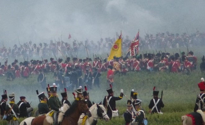 In the thick of it. French advance on the Highlanders while we guard the supply cart just behind. Photo reproduced with kind permission of Jim Moore.
